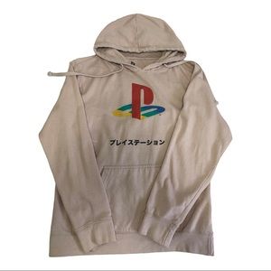 Retro PlayStation Graphic Hoodie in Pale Pink